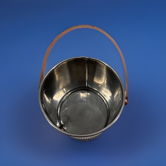 Farmhouse Rustic  Multi Functional Galvanized Tin And Cooper Bucket 6.75"x 6" - Picture 2 of 5